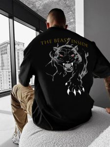 Áo thun dnmk oversize cho nam hình in beast inside mặt lưng